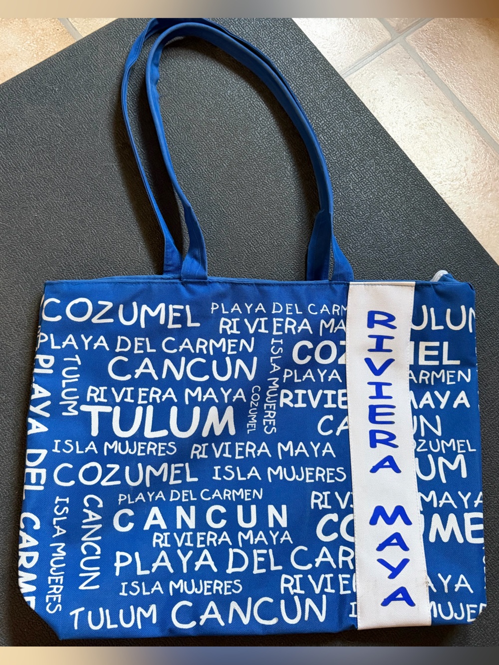 Blue Riviera Maya Graphic Tote Bag